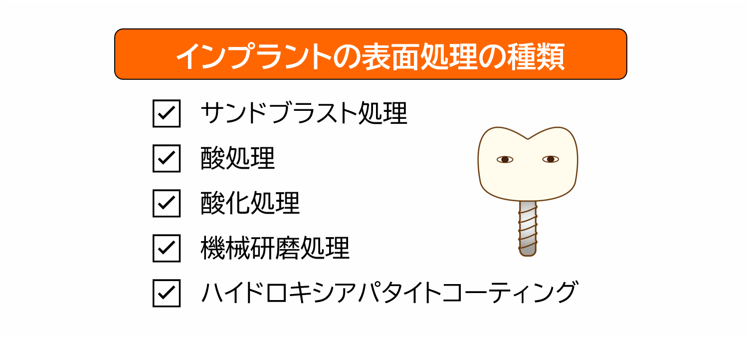 インプラントの表面処理の種類