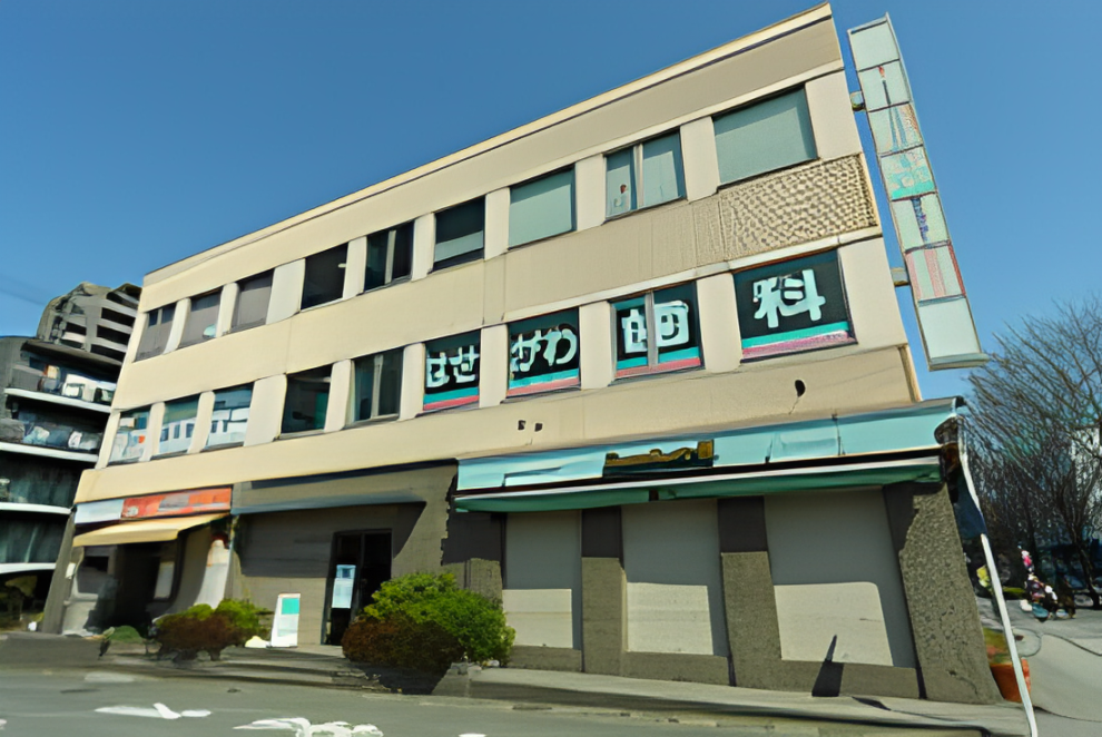 ①クリニック外観②待合室③診療チェア