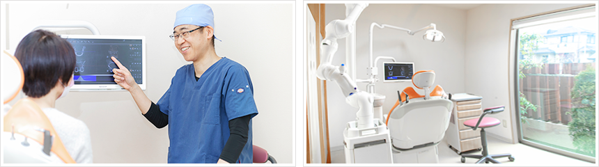 ①お気軽にご相談ください②クリニック外観・内観③治療の様子