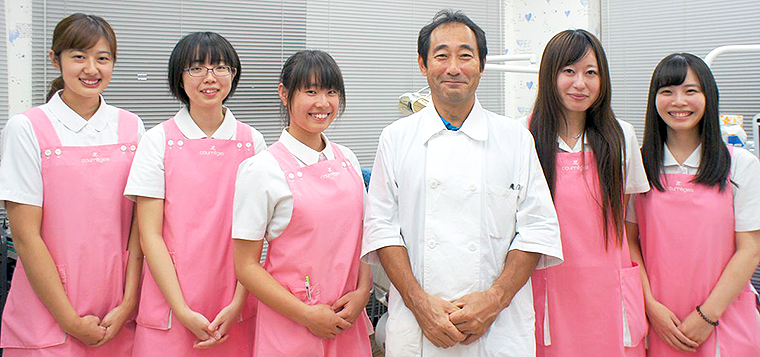 ①サイトトップページ②医院のスタッフ一同③受付