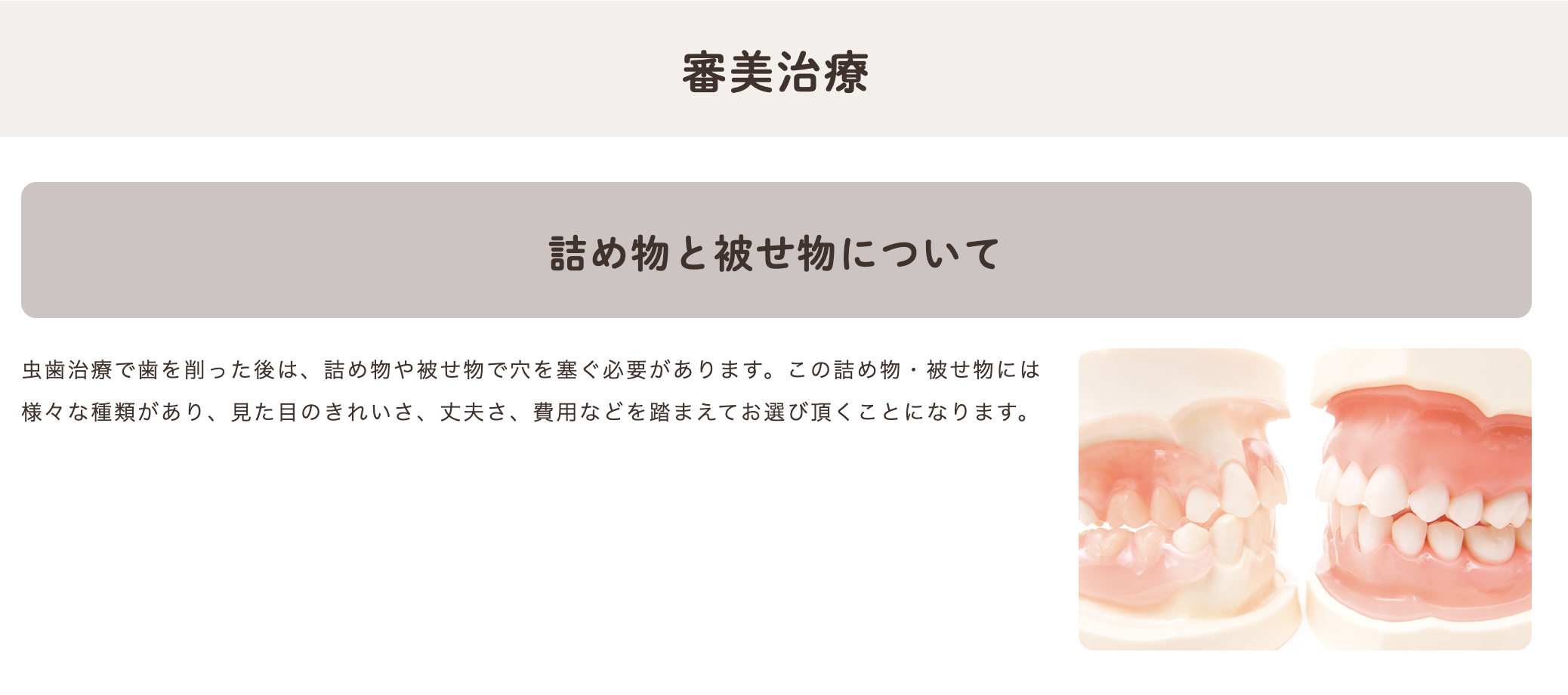 自然な美しさを目指しながら、お口の健康も考慮した治療を行っています