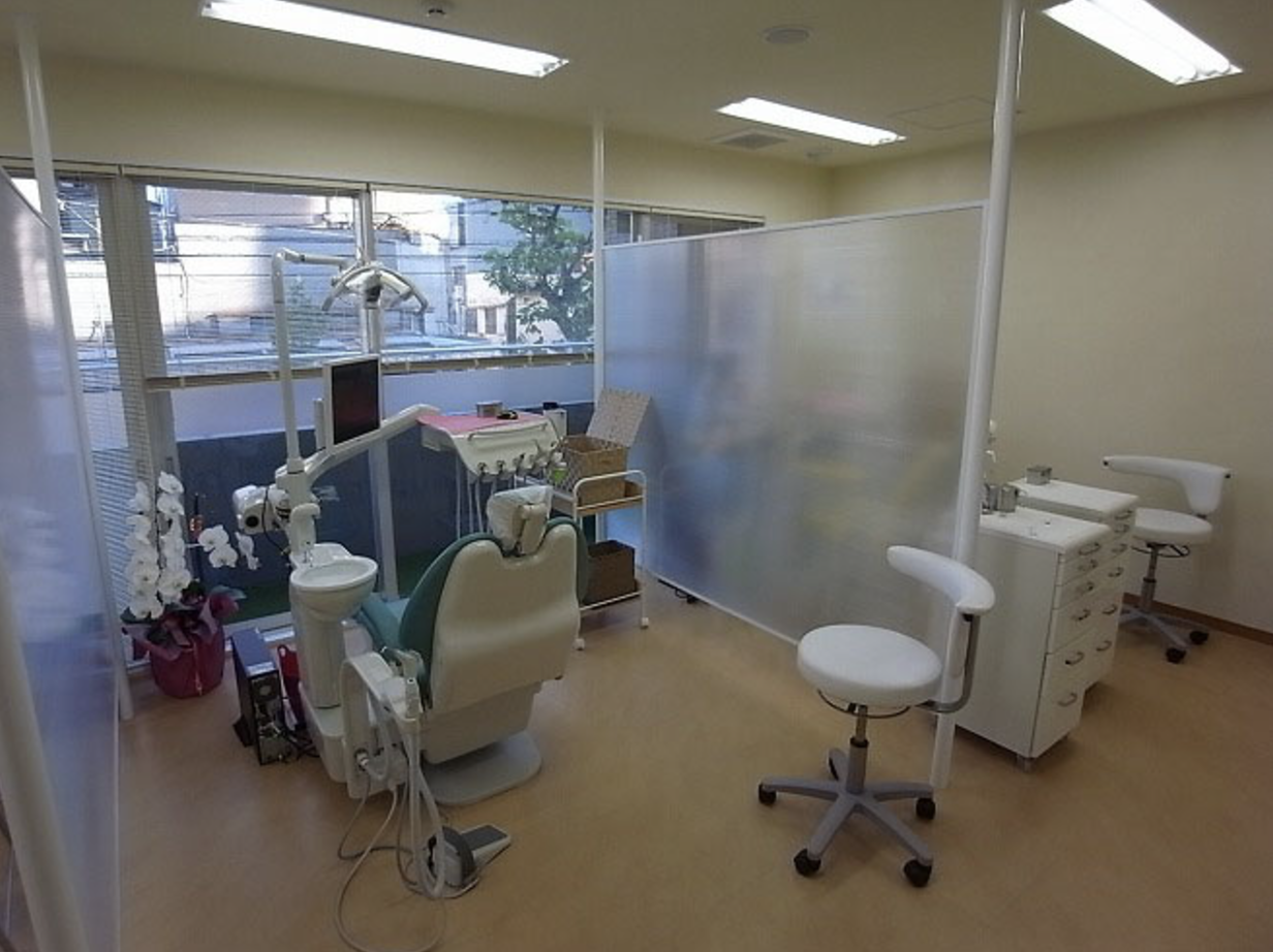 ①診療室、②入り口、③治療イメージ