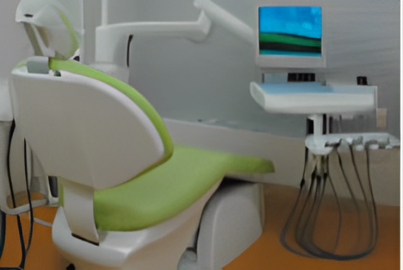 ①外観②診療チェア③スマイルケア歯科クリニックのイメージキャラクター