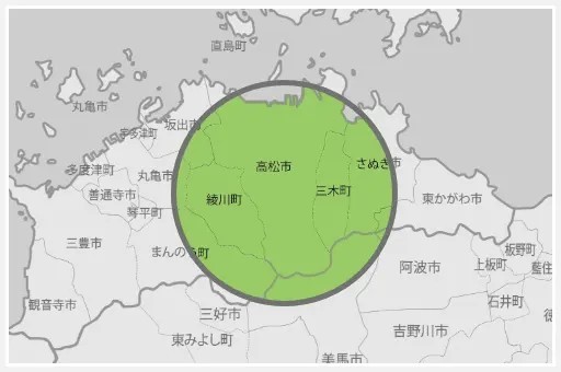 対応エリアは院から半径16km以内となっています
