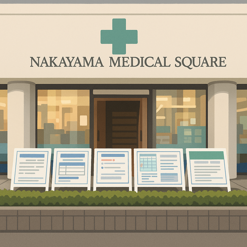 ①歯科医院外観②受付③待合スペース