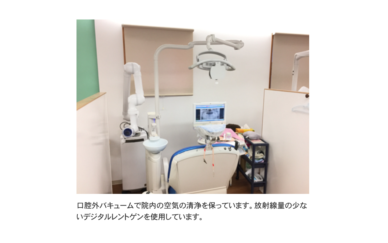 ①みちこ歯科外観 ②診療室 ③診療時間に関して