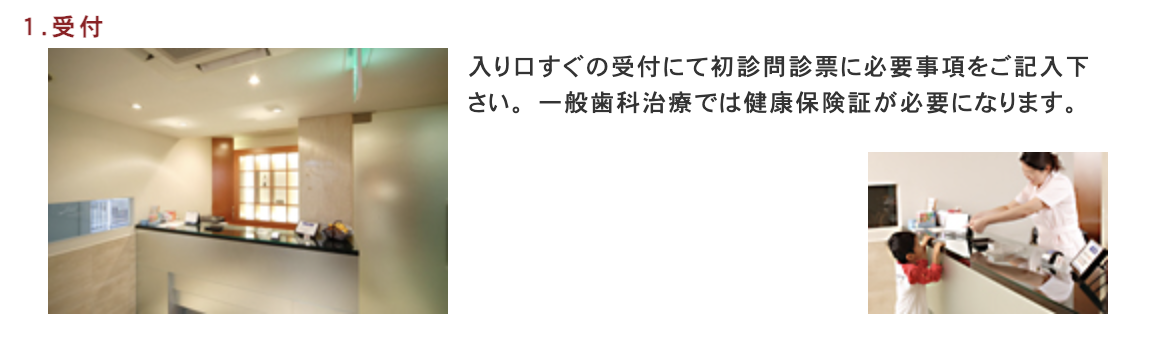 ①交通アクセス ②受付 ③待合室