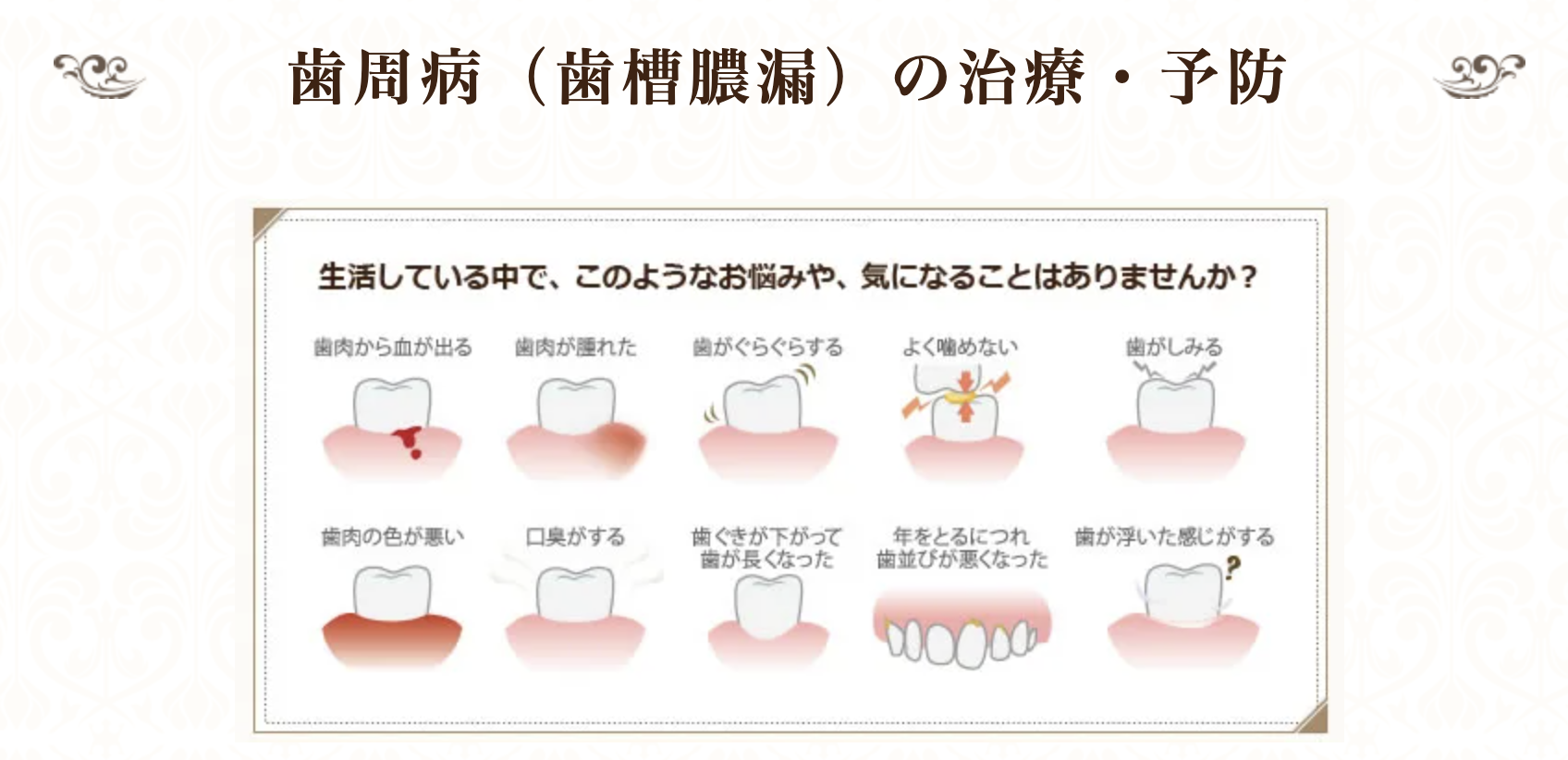 健康な歯茎を保つことで、日々の食事を快適に楽しめるようお手伝いしています