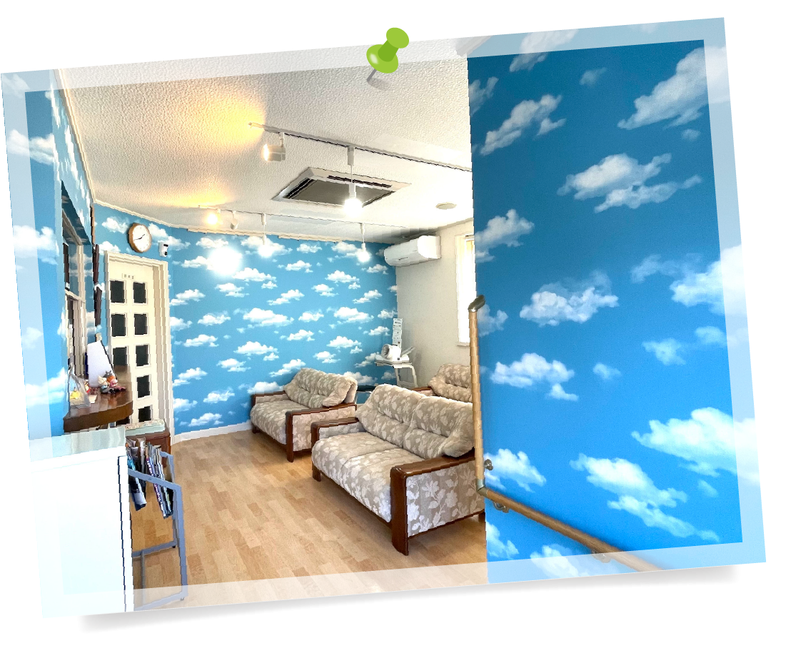 ①待合室②医療器具