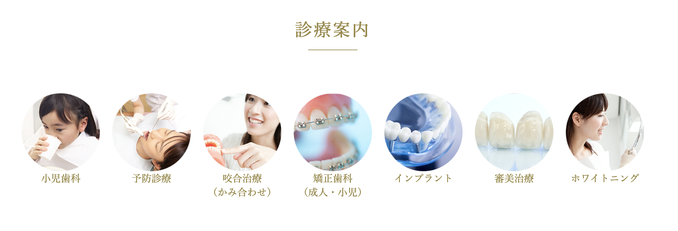 ①医院名 ②診療案内 ③医院外観・駐車場・入口