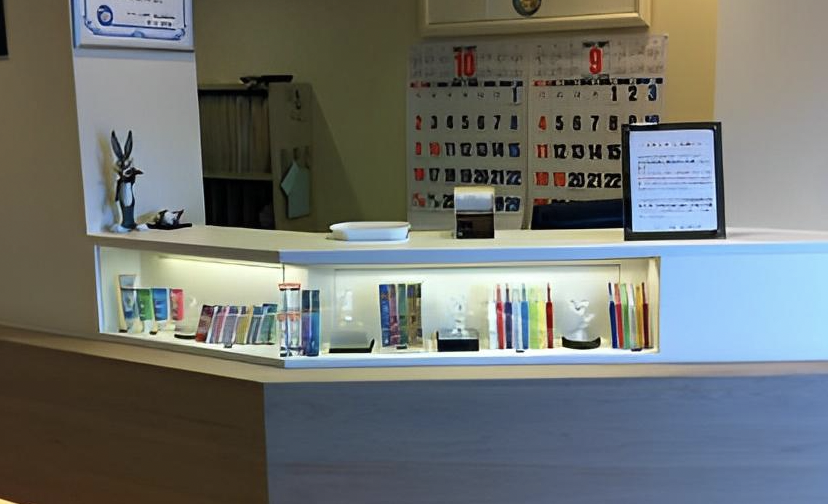 ①クリニック外観②待合室③診療チェア