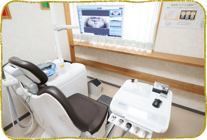 ①受付②待合室③診療台