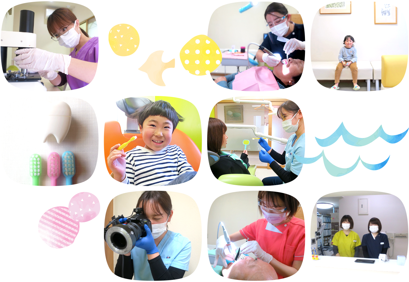 ①クリニック外観②診療室③院内の様子