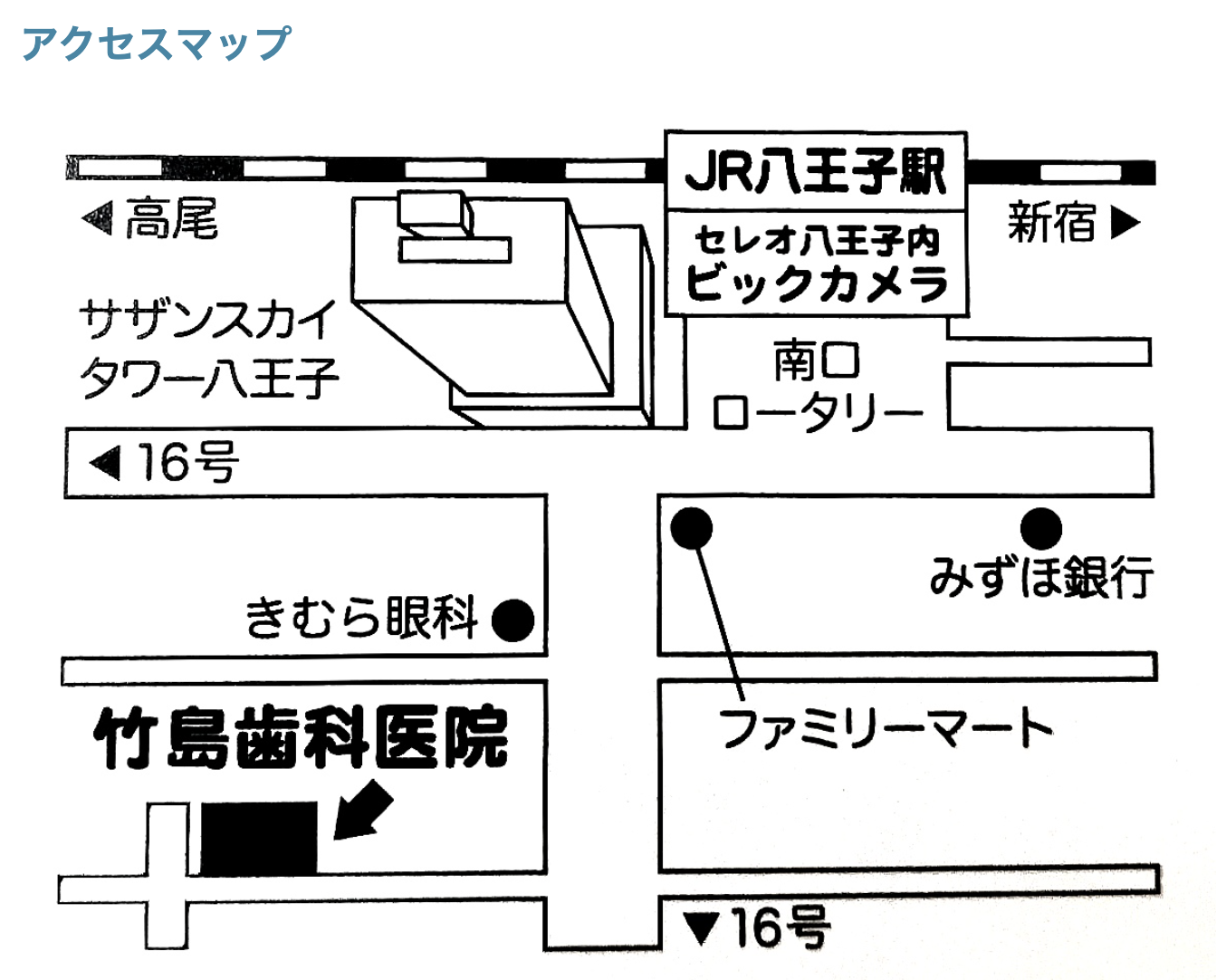①診療科目 ②診療時間 ③アクセスマップ