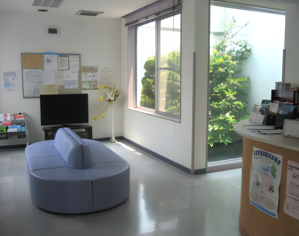 ①診療室②駐車場③待合室