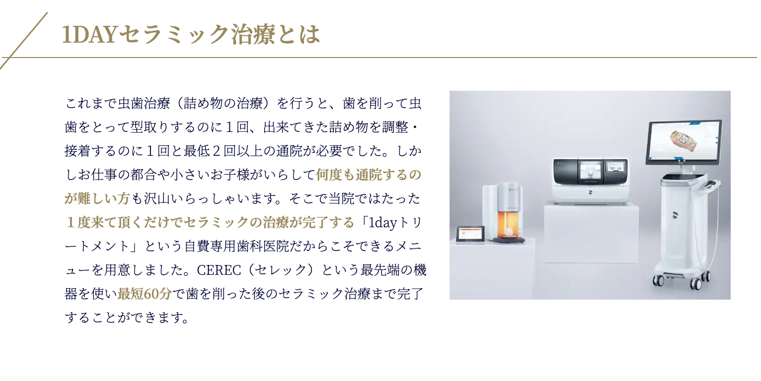 最新技術を活用することで、最短1日で治療を完了させることが可能です
