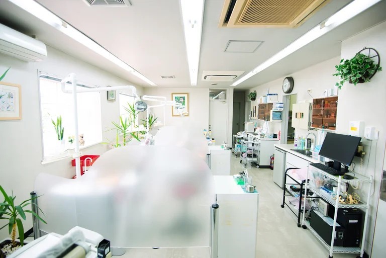 ①外観②待合室③診療室