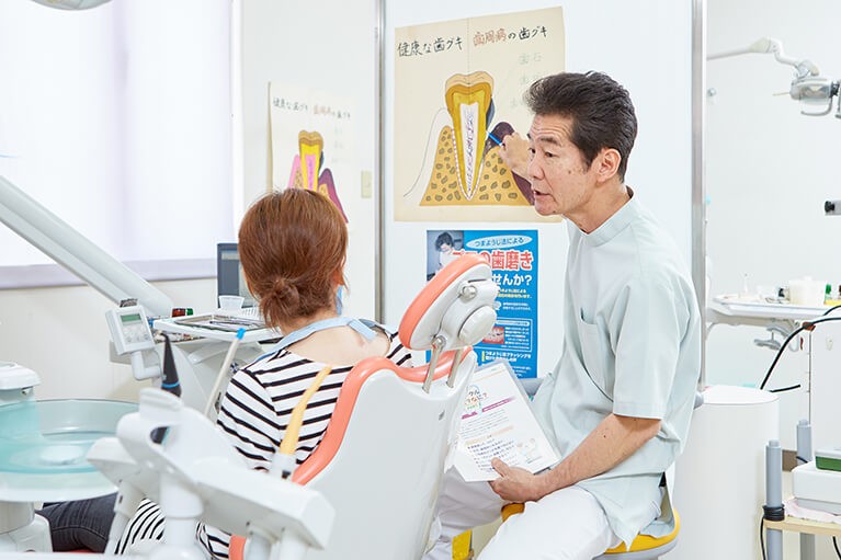 歯みがきの状態に応じて歯科衛生士が丁寧にアドバイスを行い、毎日のセルフケアの質を高められるようサポートしています。