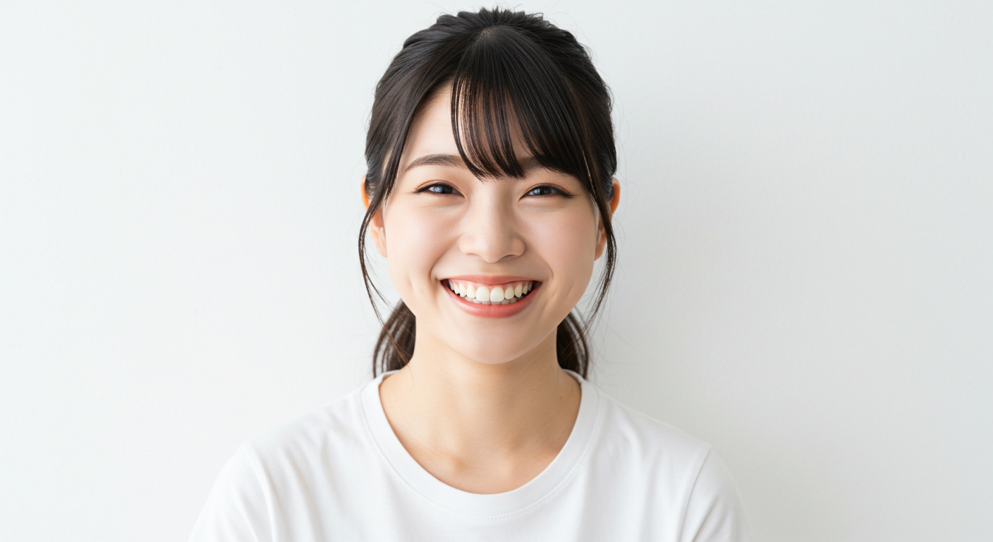 白く整った歯で自信ある笑顔を