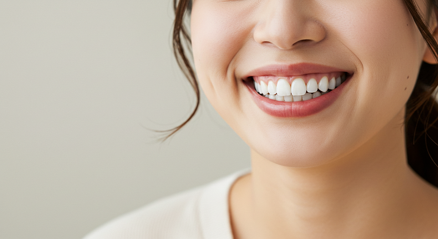 自然な笑顔は白い歯から