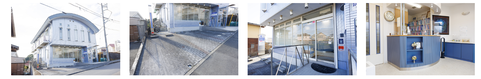 ①院長、スタッフ ②入り口③医院風景