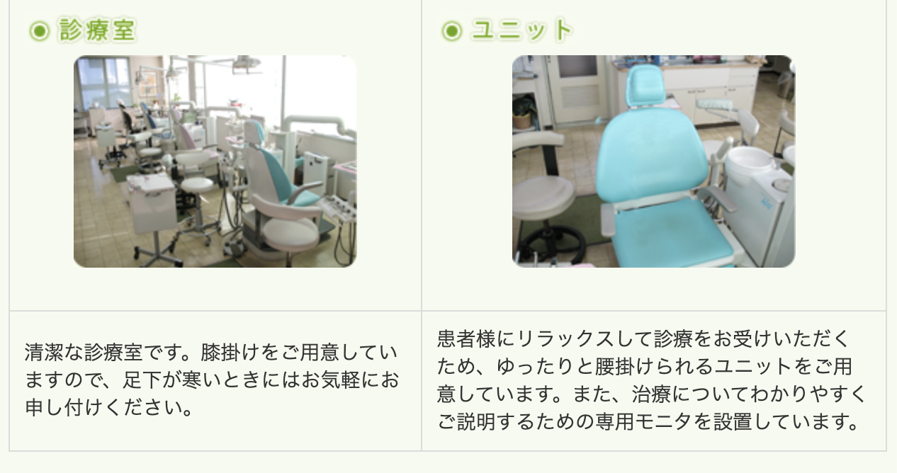 ①地域に根差したきめ細やかな診療 ②受付・待合室 ③診療室・ユニット