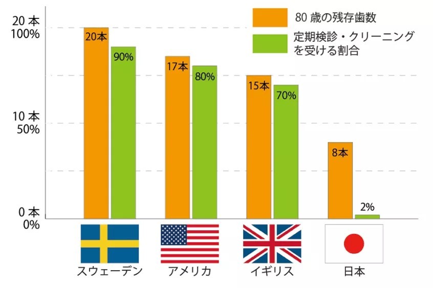 メンテナンス受診率が歯の残存数に繋がります