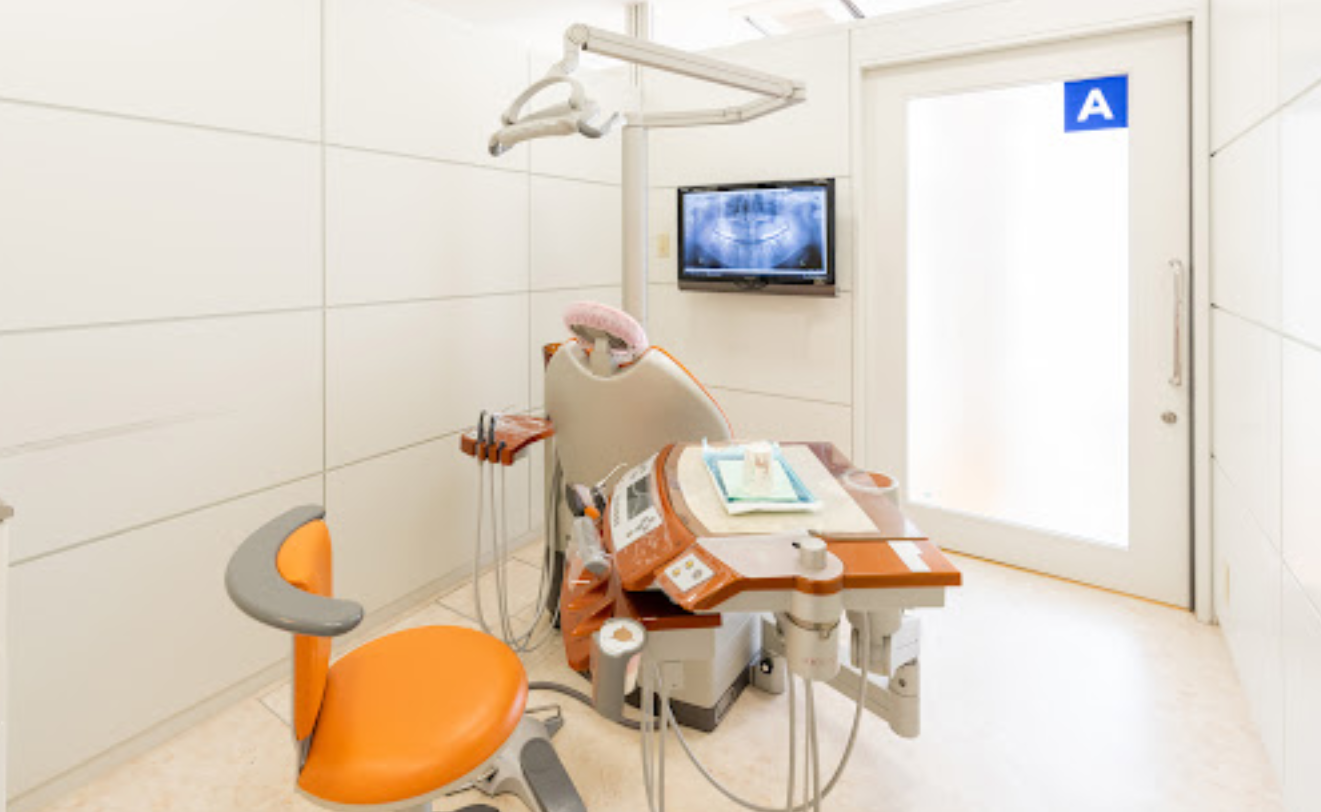 ①クリニック外観　②受付・待合室　③診察チェア