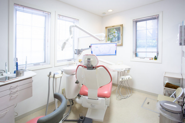 ①クリニック外観②受付③診療チェア