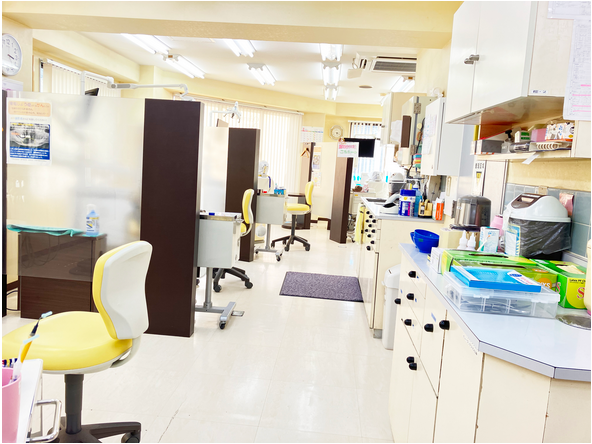 ①受付②待合室③診療