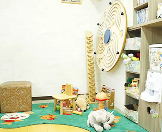 ①診療室②プレイスペース③訪問診療の機材