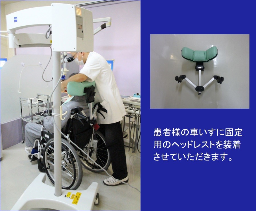 ①医院外観　②診療室　③車いすでの治療