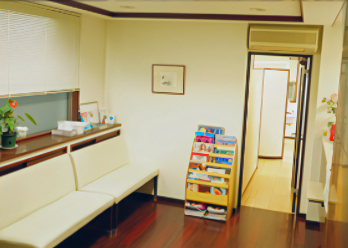 ①クリニック外観②待合室③診察スペース