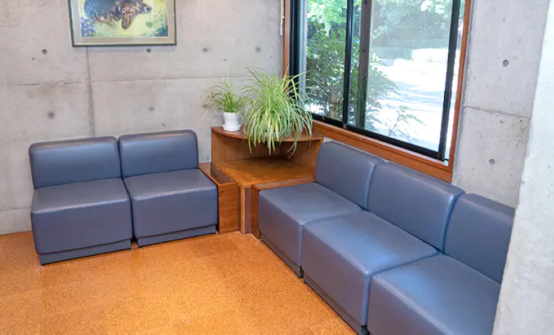 ①外観②待合室③診療台