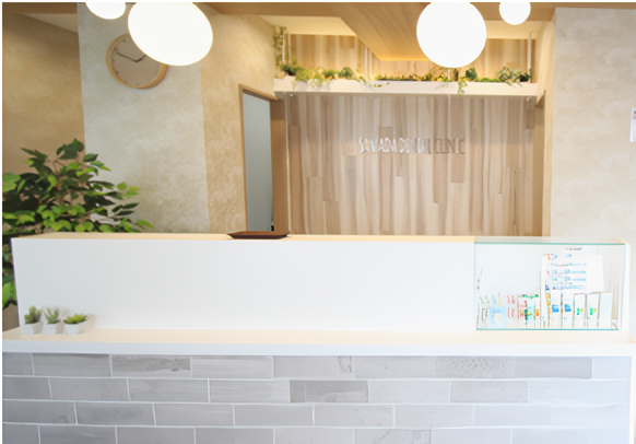 ①クリニック外観　②受付　③待合室