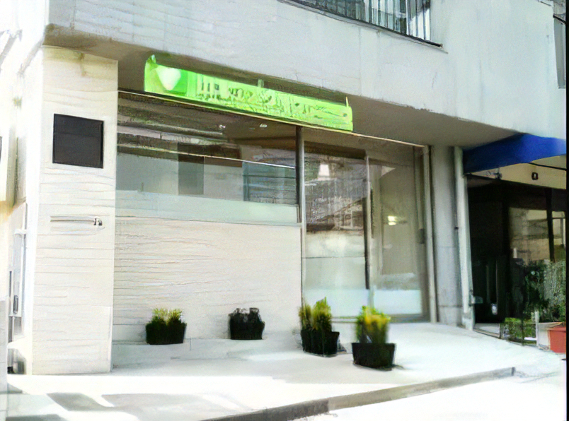 ①クリニック外観②看板③待合室