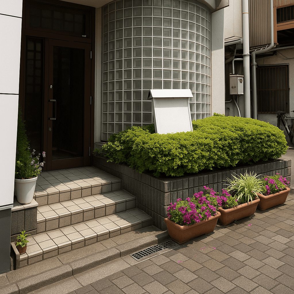 ①クリニック外観　②受付　③診療室