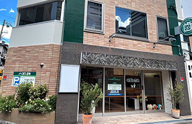 ①外観②ロビー③待合室