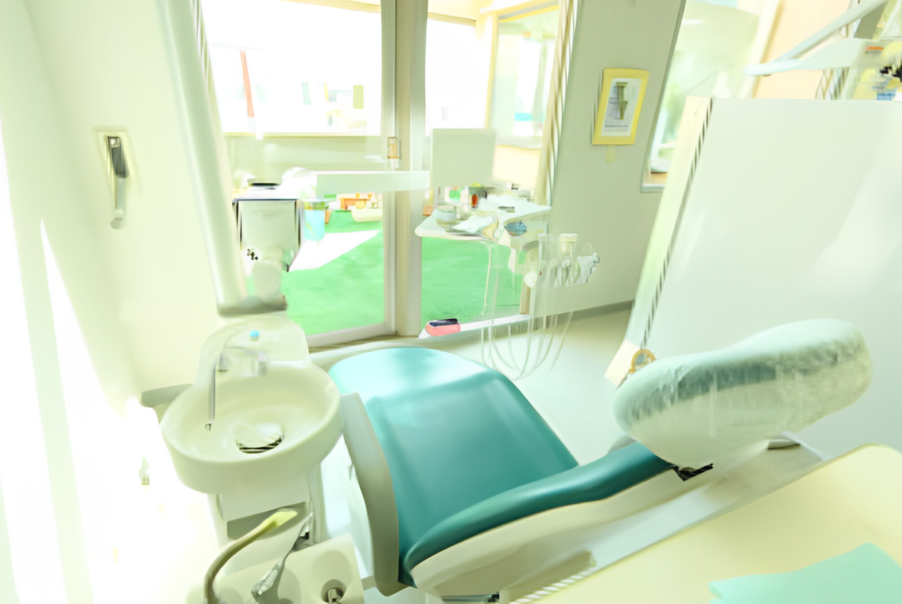 ①クリニック外観②待合室③診療チェア