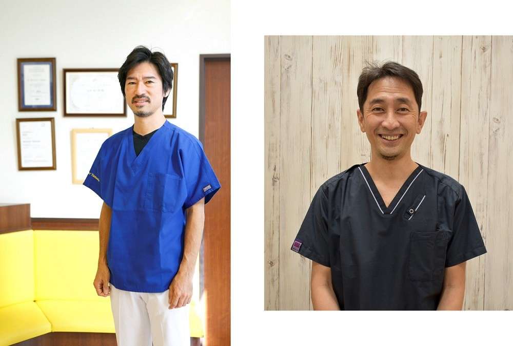 インプラント治療を執刀する理事長の山田健太郎（写真左）と院長の石坂千春（同右）