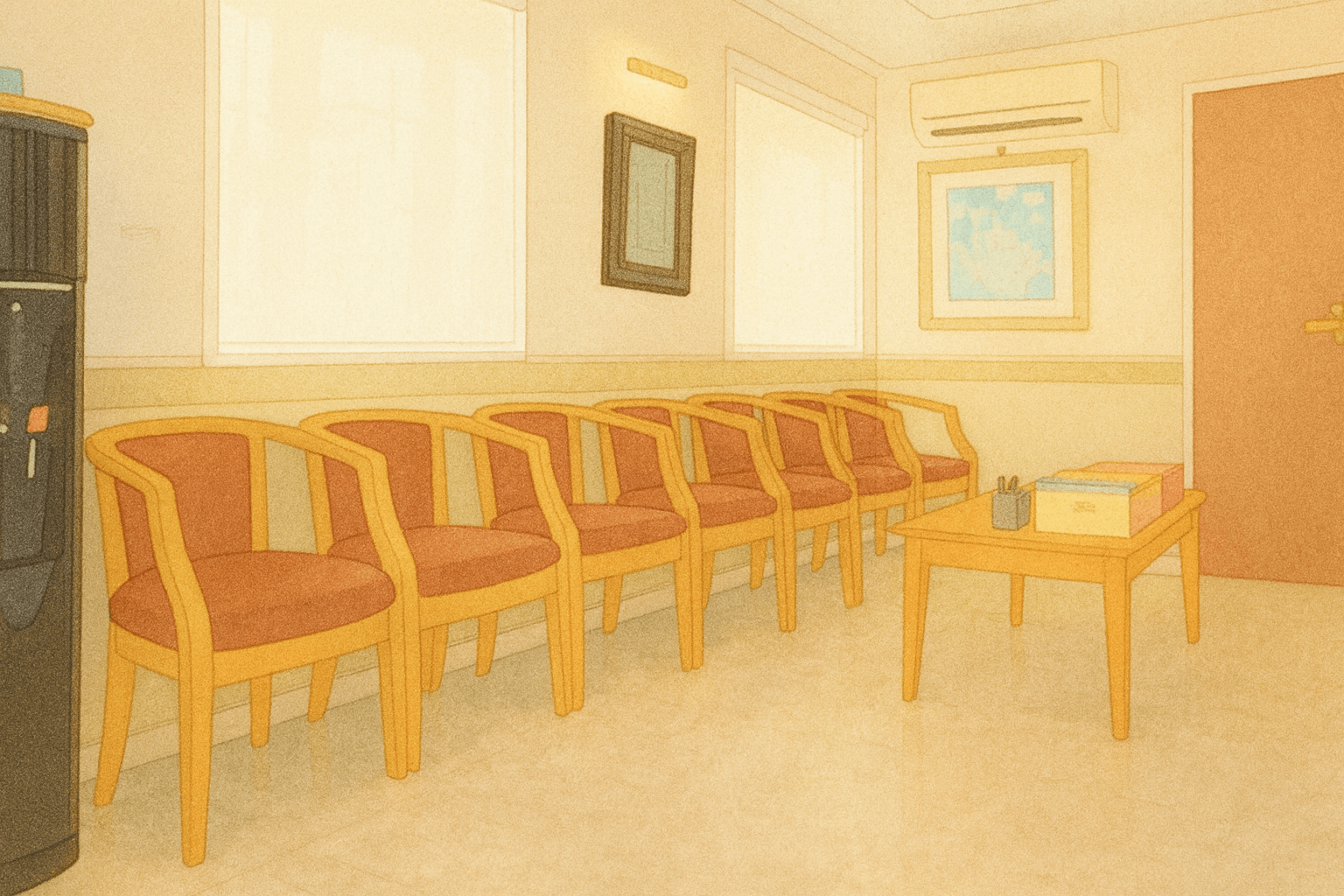 ①クリニック外観　②受付　③待合室