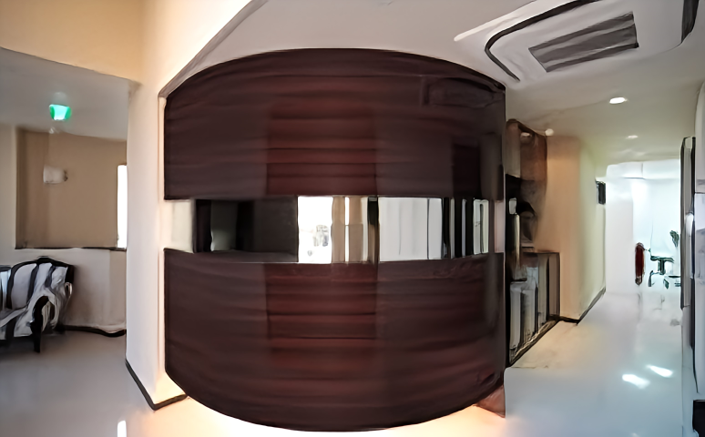 ①外観②受付③内観