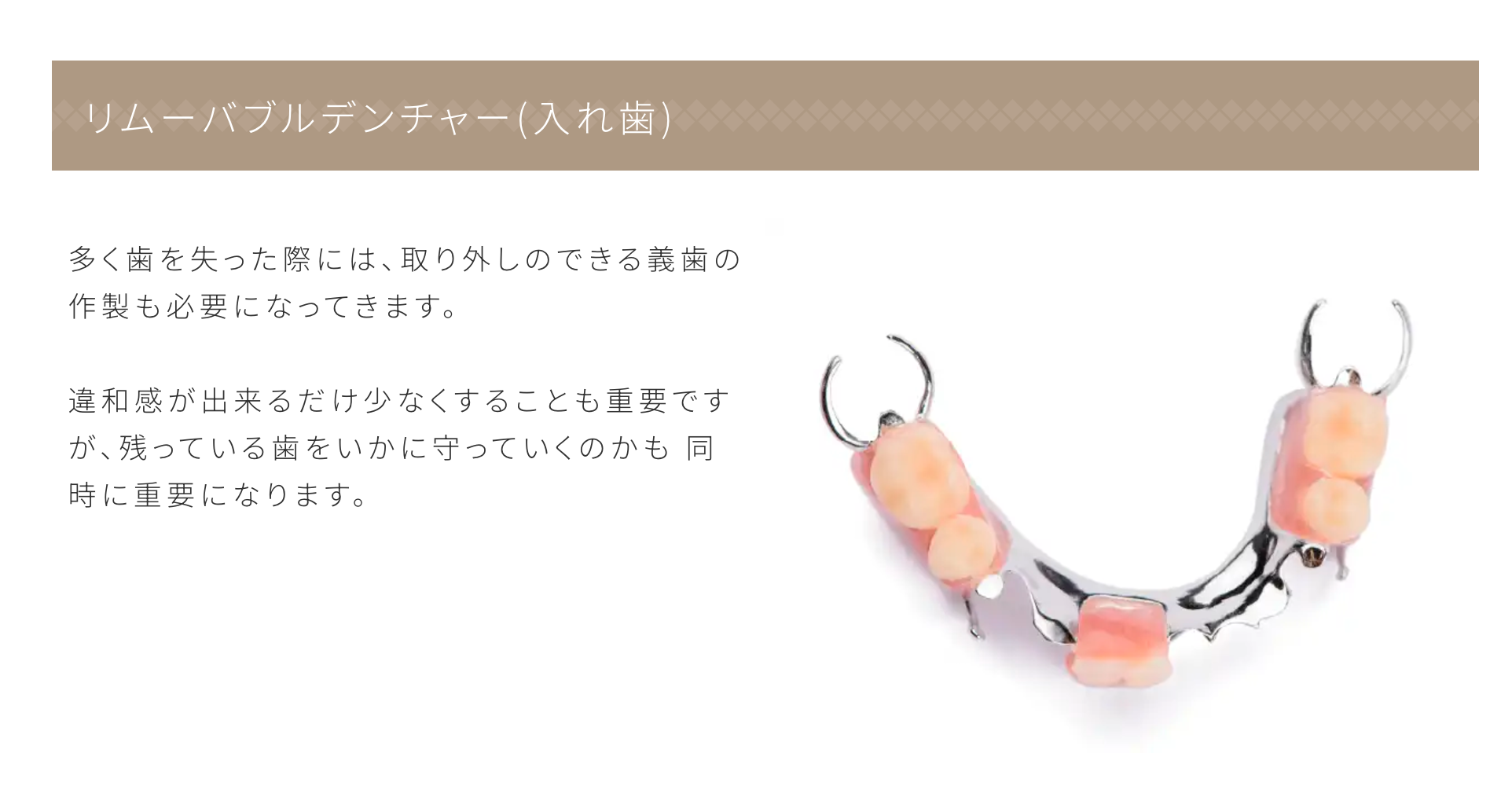 適切な補綴を選び、健康的で安心な毎日をサポートします