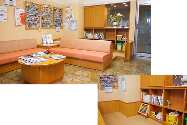 ①ビル外観②受付③待合室