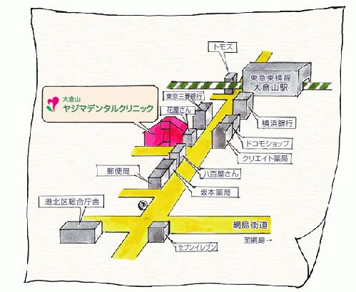 ①リラックスした状態で治療を受けていただくことを目指します ②診察時間 ③アクセスマップ
