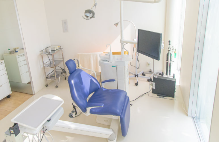 ①医院外観 ②受付 ③診療台