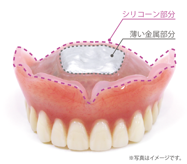 シリコーンのクッションによりお口の中でしっかりと固定します