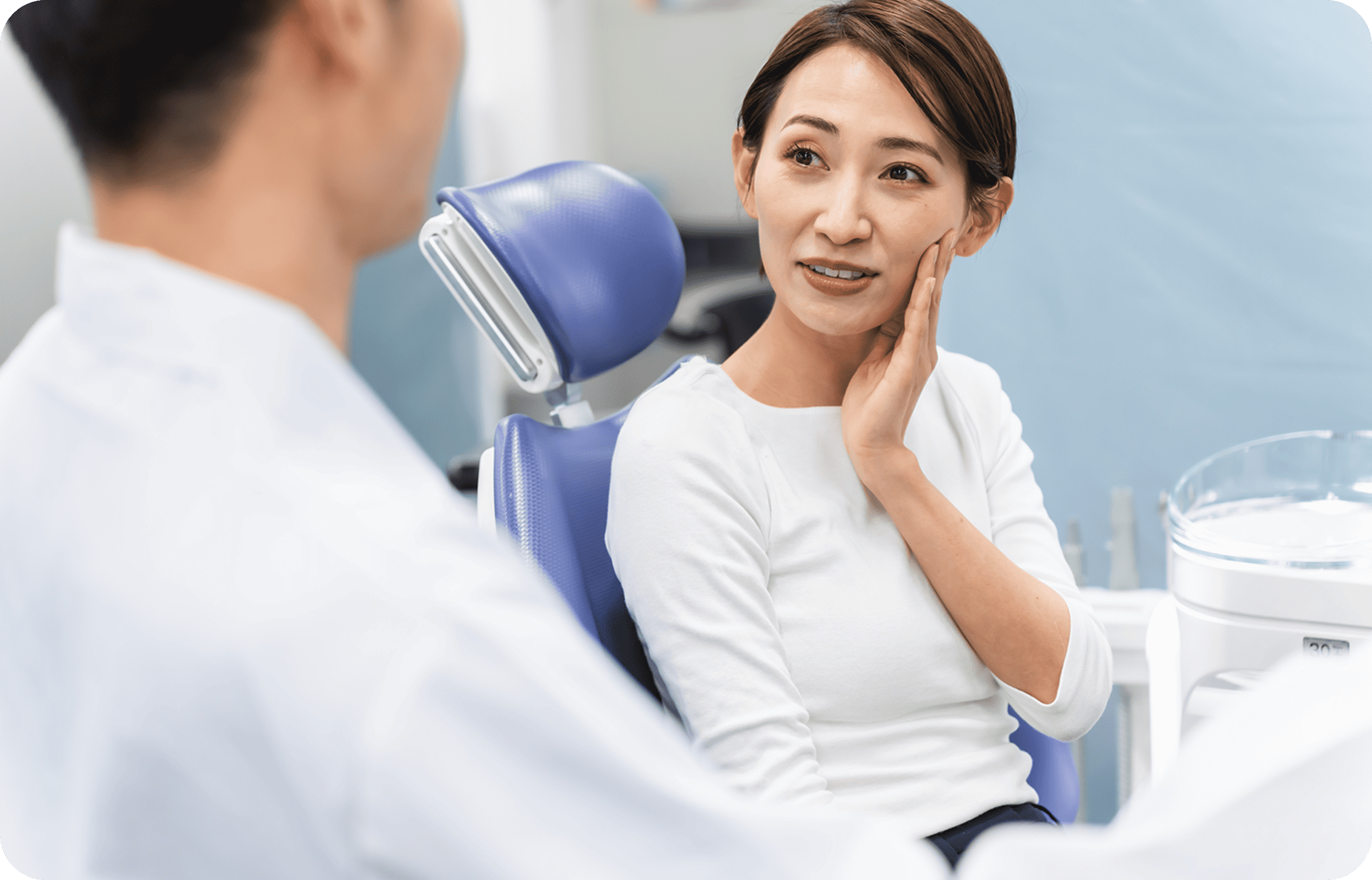 ①診療風景 ②診療室 ③イメージ画像