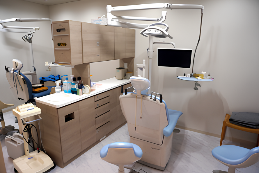 ①待合スペース②治療室③受付