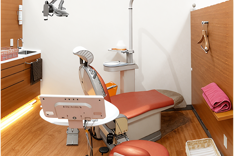 ①クリニック外観②待合室③診療室